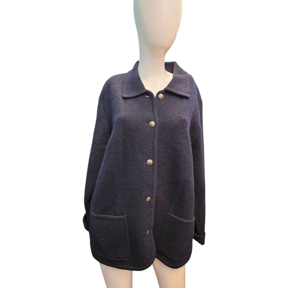 Talbots Navy Blue Wool Collared Jacket Womens Siz… - image 1